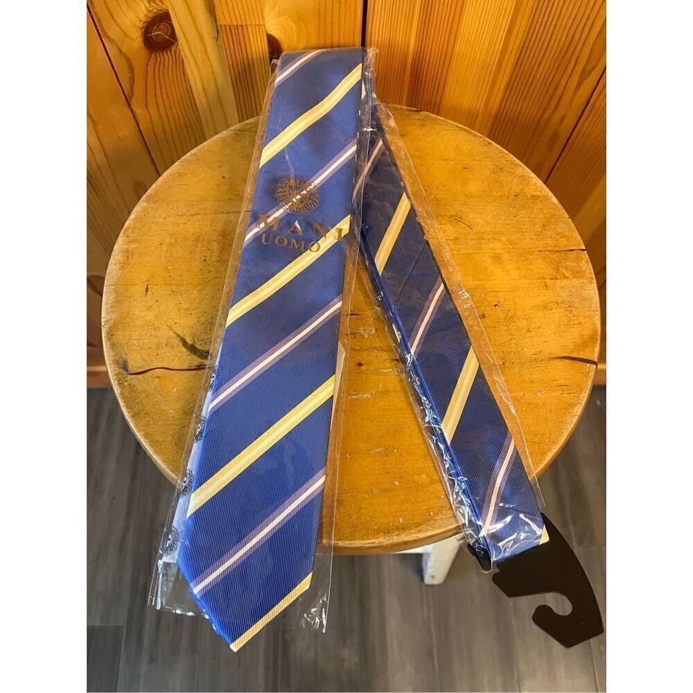 Imani Uomo Hand-made Microfiber Striped Theme Men's Tie nwt (3767)